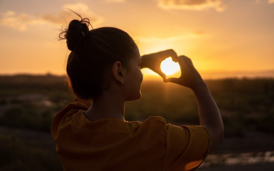 woman watching the sunrise